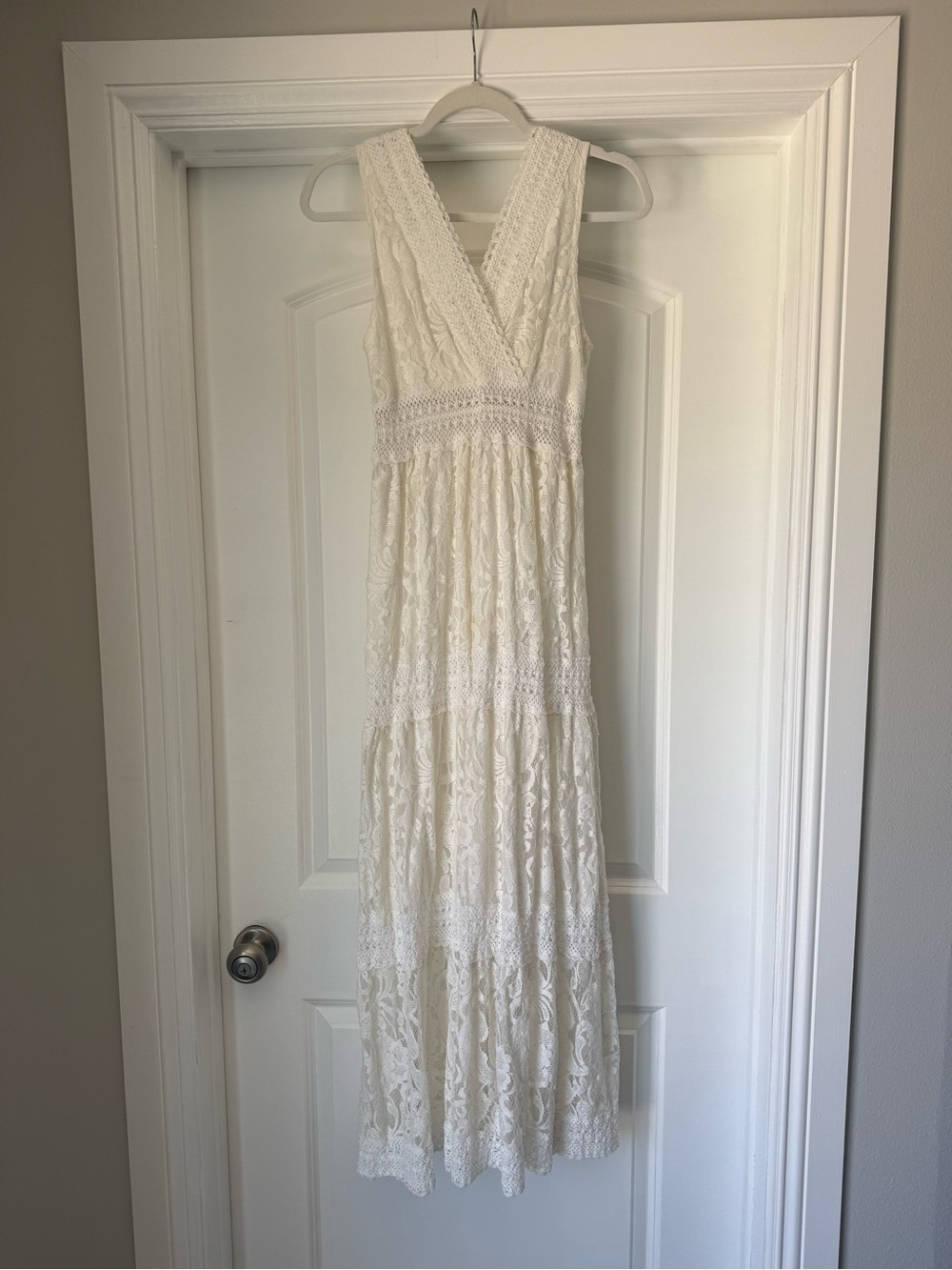 White Lace V-Neck Women’s Dress